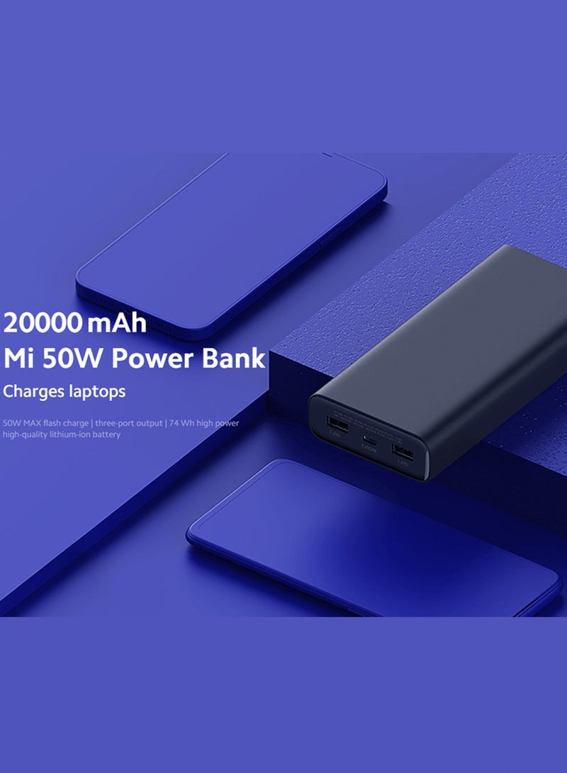 20000 mAh Power Bank Portable Charger,74Wh High Capacity, External Battery Pack Compatible with Smart Devices Black