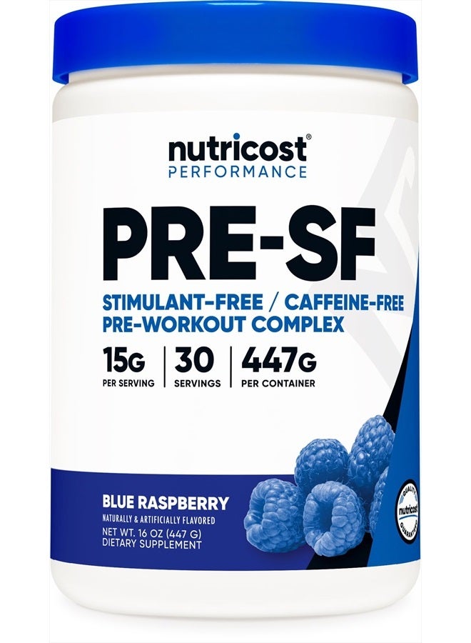 Stim-Free Pre-Workout, 30 Servings (Blue Raspberry) - Caffeine Free, Stimulant Free, Non-GMO, Gluten Free