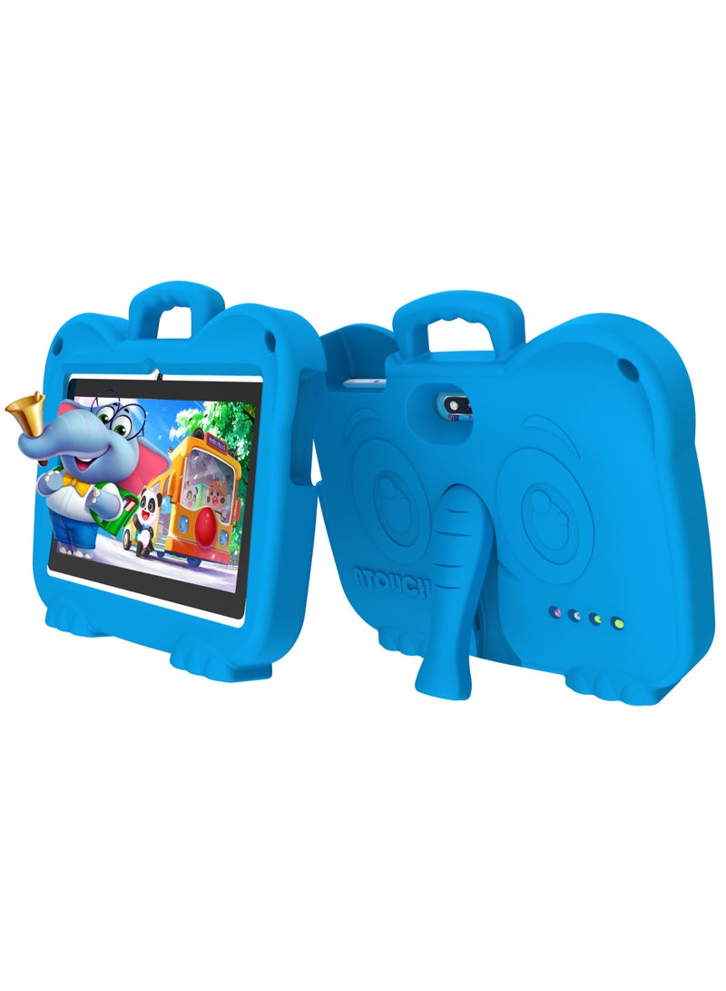 Early Education KT4 Smart Android Kids Learning Tablet  7Inch Display 6GB RAM 128GB ROM WIFI Supported Tablet Protective With EVA Case Blue