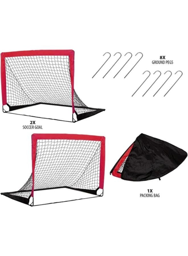 Portable soccer goal for kids training soccer goals Red & Black football soccer goals Net Set of 2 soccer goals with carry bag