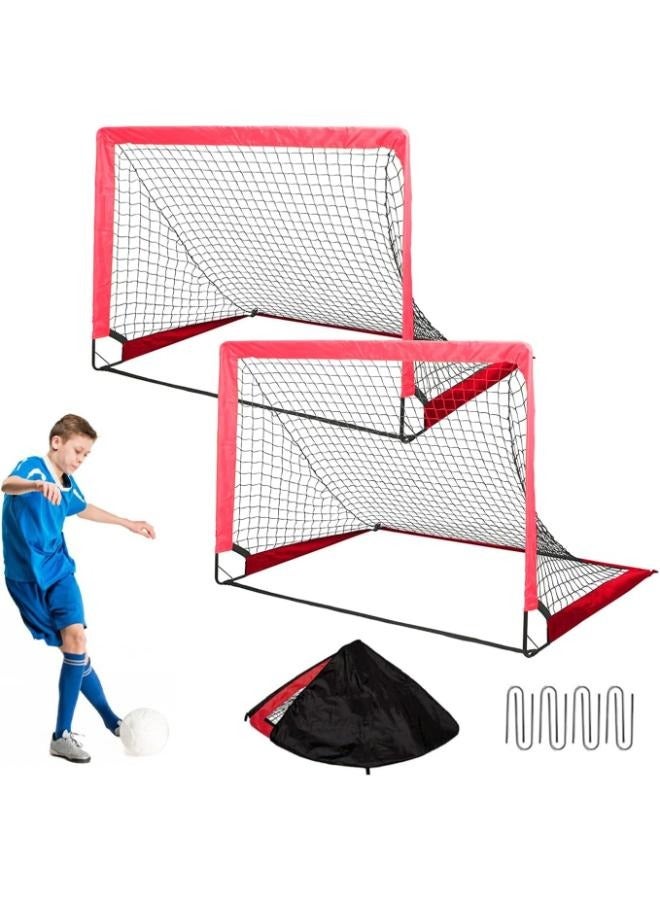 Portable soccer goal for kids training soccer goals Red & Black football soccer goals Net Set of 2 soccer goals with carry bag