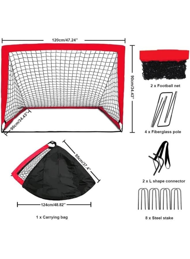 Portable soccer goal for kids training soccer goals Red & Black football soccer goals Net Set of 2 soccer goals with carry bag