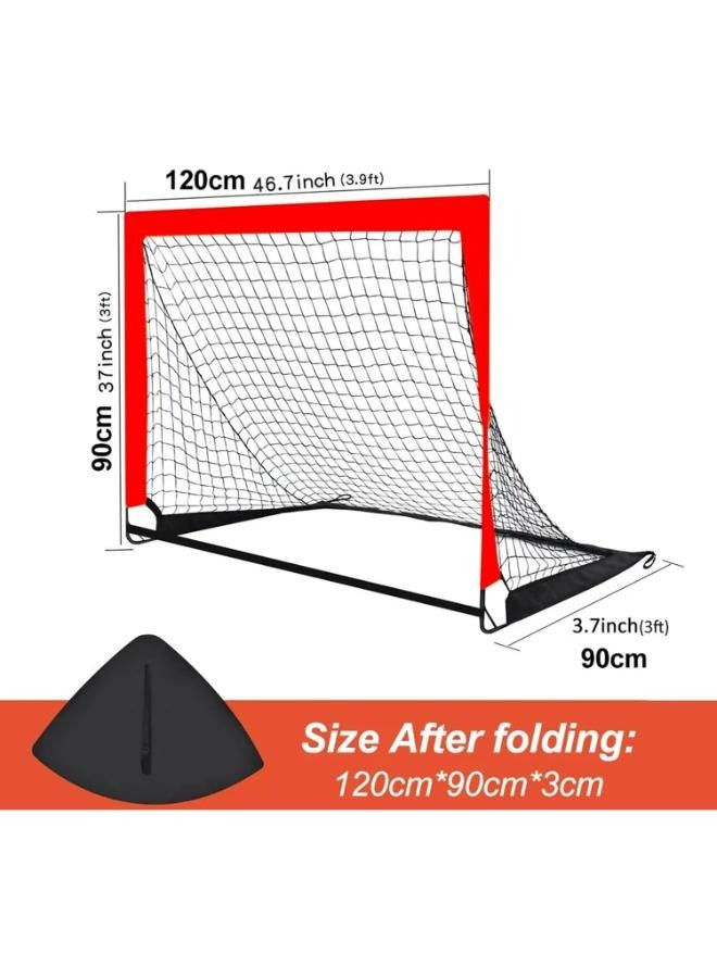 Portable soccer goal for kids training soccer goals Red & Black football soccer goals Net Set of 2 soccer goals with carry bag