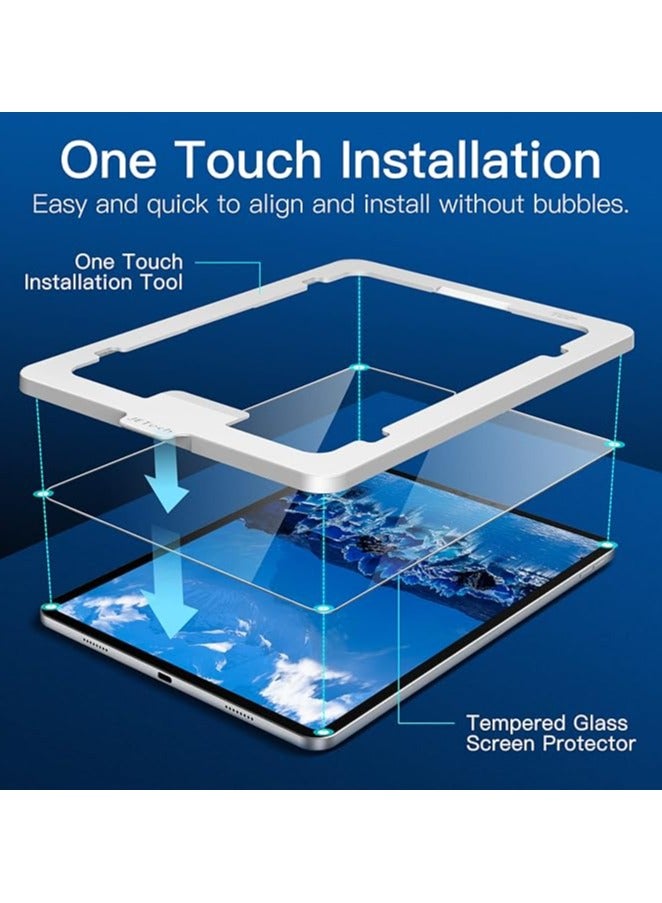 One Touch Install Screen Protector for iPad Pro 11-Inch (2022/2021/2020/2018 Model) and iPad Air 5/4 10.9-Inch, Tempered Glass Film with Auto Alignment Tool Kit, HD Clear