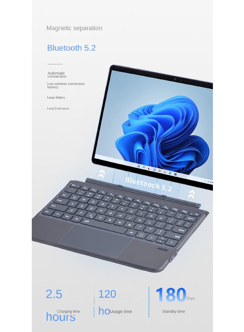 Arabic Wireless Keyboard Type Cover Trackpad for Microsoft  Surface Go 4 2023/Surface Go 3 2021/Surface Go 2 2020/Surface Go 2018 Bluetooth Keyboard Ultra-Slim Rechargeable Battery Multi-Touch