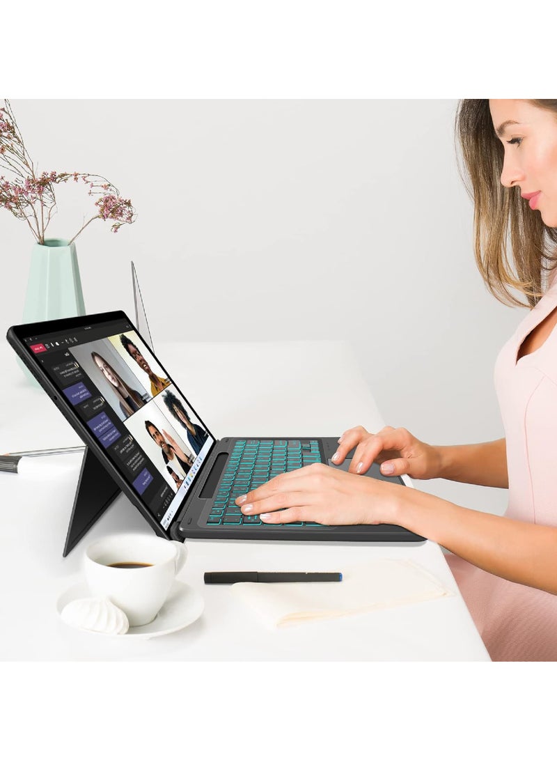 Type Cover for Microsoft Surface Pro 9/Pro 8/Pro X/Pro 10/Pro 11 13 Inch Portable Bluetooth 5.1 Wireless 7-Color Backlit Surface Pro 11/10/9/8/X Keyboard with Touchpad & Pencil Holder