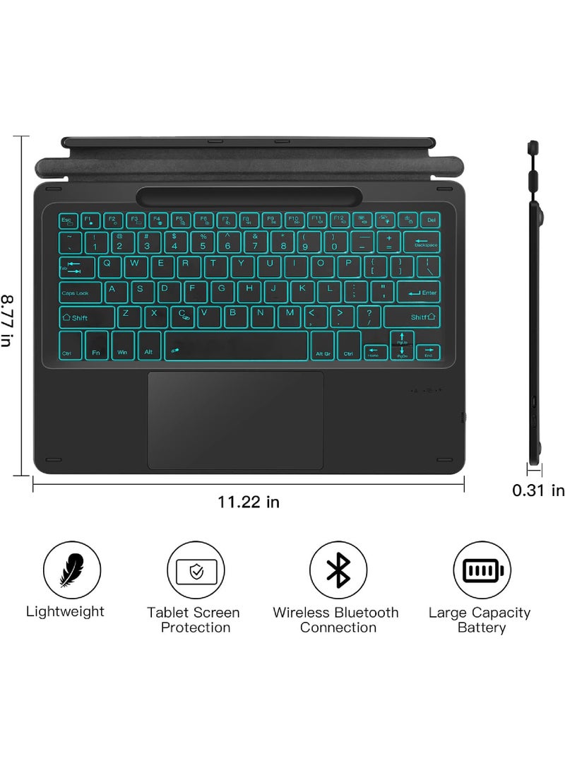 Type Cover for Microsoft Surface Pro 9/Pro 8/Pro X/Pro 10/Pro 11 13 Inch Portable Bluetooth 5.1 Wireless 7-Color Backlit Surface Pro 11/10/9/8/X Keyboard with Touchpad & Pencil Holder
