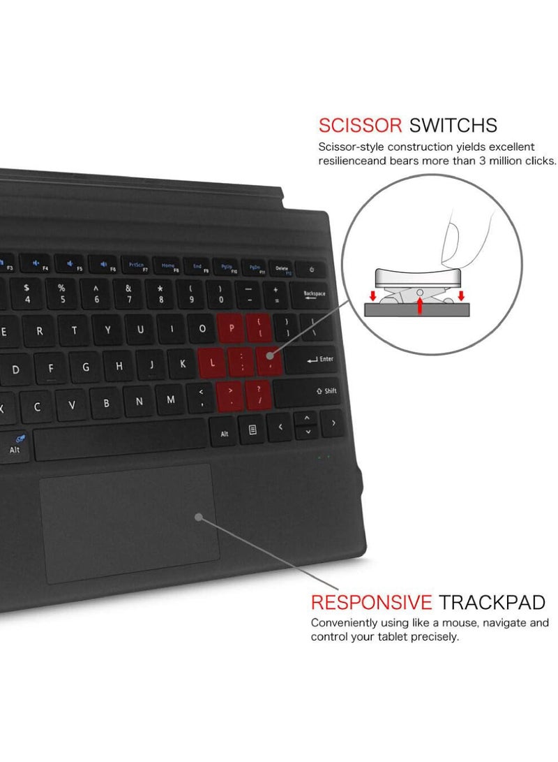Arabic Wireless Keyboard Type Cover Trackpad Mouse Replacement for Microsoft Surface Pro 7 Pro 6 Pro 5 Pro 4 Pro 3 Bluetooth Keyboard 7-Color LED Backlit Ultra-Slim Rechargeable Battery Multi-Touch