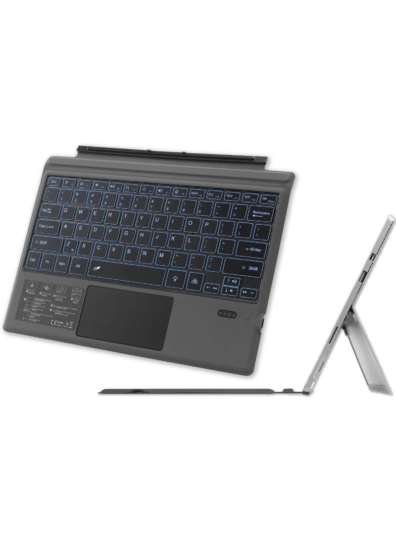Arabic Wireless Keyboard Type Cover Trackpad Mouse Replacement for Microsoft Surface Pro 7 Pro 6 Pro 5 Pro 4 Pro 3 Bluetooth Keyboard 7-Color LED Backlit Ultra-Slim Rechargeable Battery Multi-Touch
