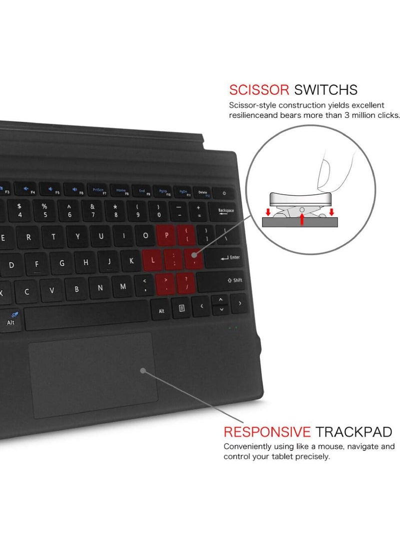 Arabic English Wireless Keyboard Type Cover Trackpad Mouse Replacement for Microsoft Surface Pro 7 Pro 6 Pro 5 Pro 4 Pro 3 Bluetooth Keyboard Ultra-Slim Rechargeable Battery Multi-Touch