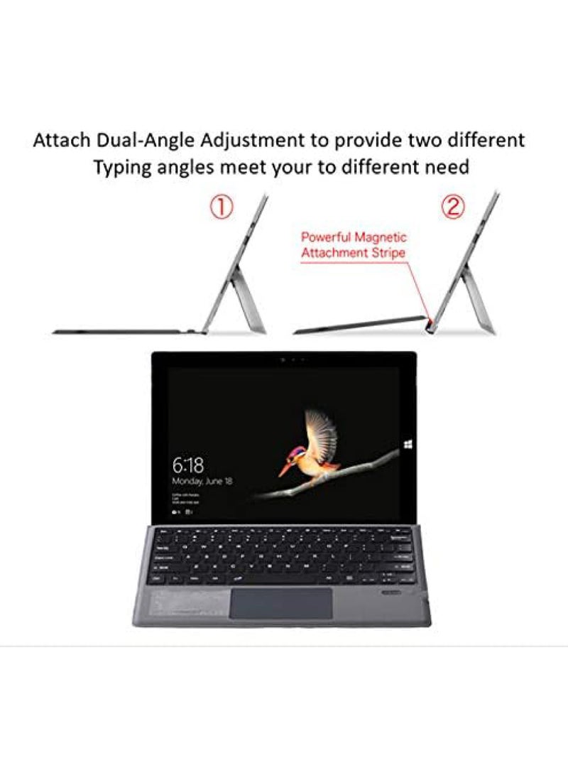 Arabic English Wireless Keyboard Type Cover Trackpad Mouse Replacement for Microsoft Surface Pro 7 Pro 6 Pro 5 Pro 4 Pro 3 Bluetooth Keyboard Ultra-Slim Rechargeable Battery Multi-Touch