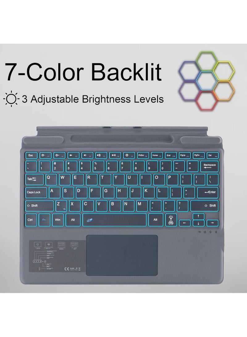 Arabic Wireless Keyboard Type Cover Trackpad For Microsoft Surface Pro 9/Pro 8/Pro X/Pro 10/Pro 11 13 Inch,Bluetooth 5.0 Wireless 7-Color Backlit Surface Pro 11/10/9/8/X with Pencil Holder