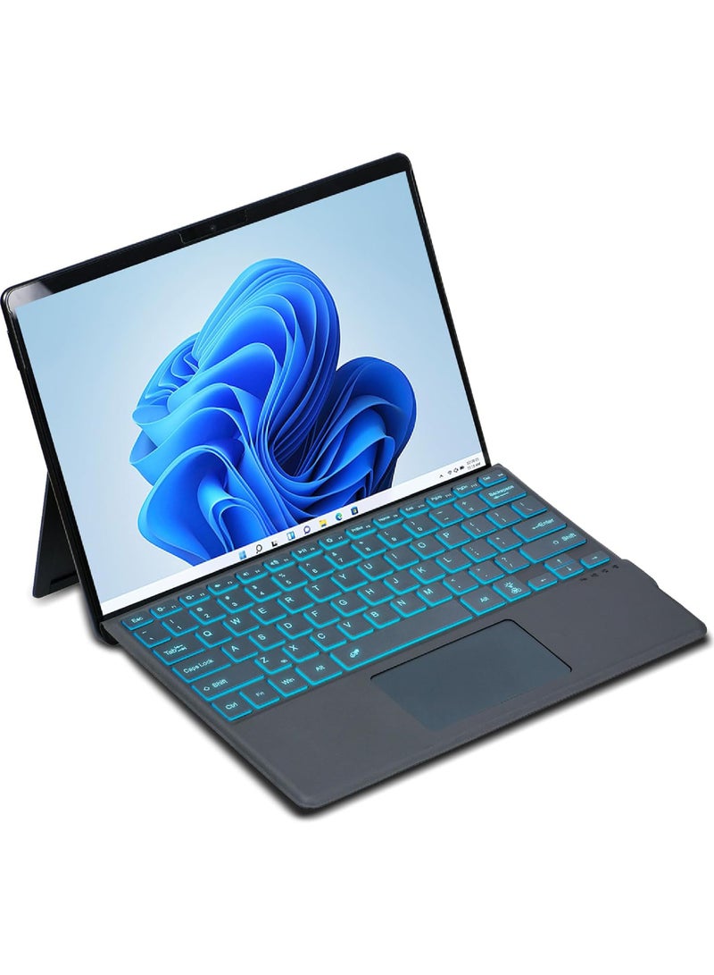 Arabic Wireless Keyboard Type Cover Trackpad For Microsoft Surface Pro 9/Pro 8/Pro X/Pro 10/Pro 11 13 Inch,Bluetooth 5.0 Wireless 7-Color Backlit Surface Pro 11/10/9/8/X with Pencil Holder