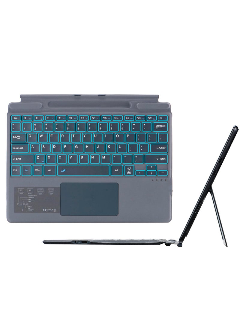 Arabic Wireless Keyboard Type Cover Trackpad For Microsoft Surface Pro 9/Pro 8/Pro X/Pro 10/Pro 11 13 Inch,Bluetooth 5.0 Wireless 7-Color Backlit Surface Pro 11/10/9/8/X with Pencil Holder