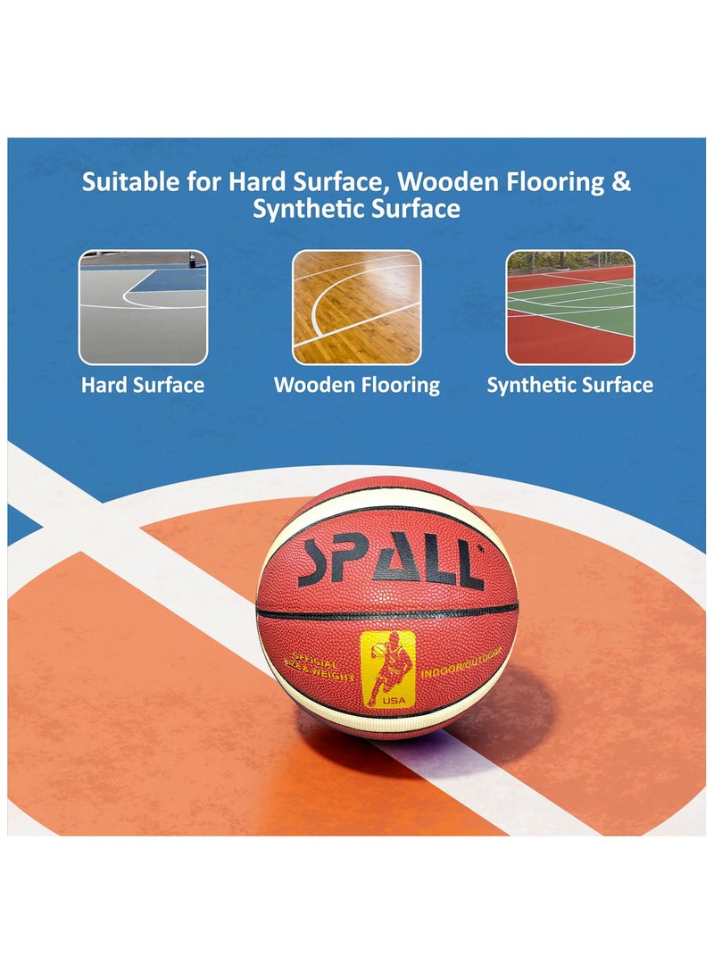 Basketball Indoor/Outdoor Official Regulation Size Streetball Rubber Basketball Deep Channel Construction Made For Unisex Men And Women Youth And Adult For Professional Training And Games