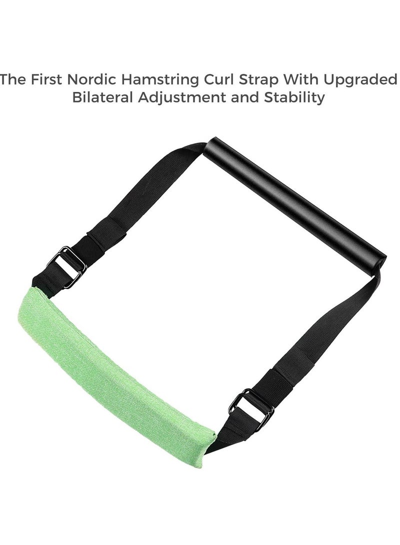 Upgraded Nordic Hamstring Curl Strap, Adjustable Nordic Strap with Soft Knee Pad & Instructions, High Stability Design for Nordic Curl, Ab Workout, Hamstring Curls