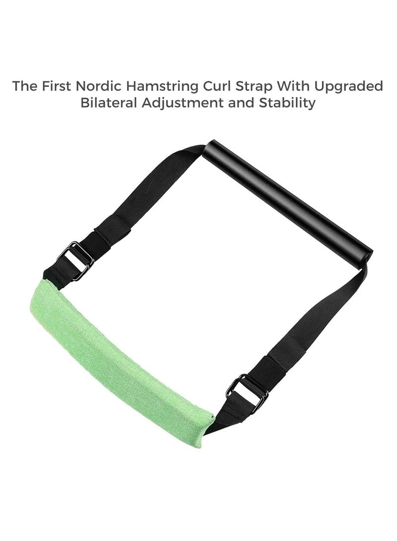 Upgraded Nordic Hamstring Curl Strap, Adjustable Nordic Strap with Soft Knee Pad & Instructions, High Stability Design for Nordic Curl, Ab Workout, Hamstring Curls