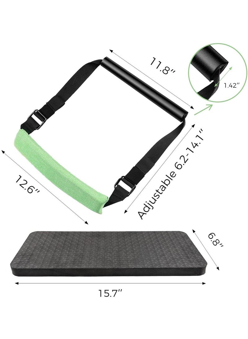 Upgraded Nordic Hamstring Curl Strap, Adjustable Nordic Strap with Soft Knee Pad & Instructions, High Stability Design for Nordic Curl, Ab Workout, Hamstring Curls