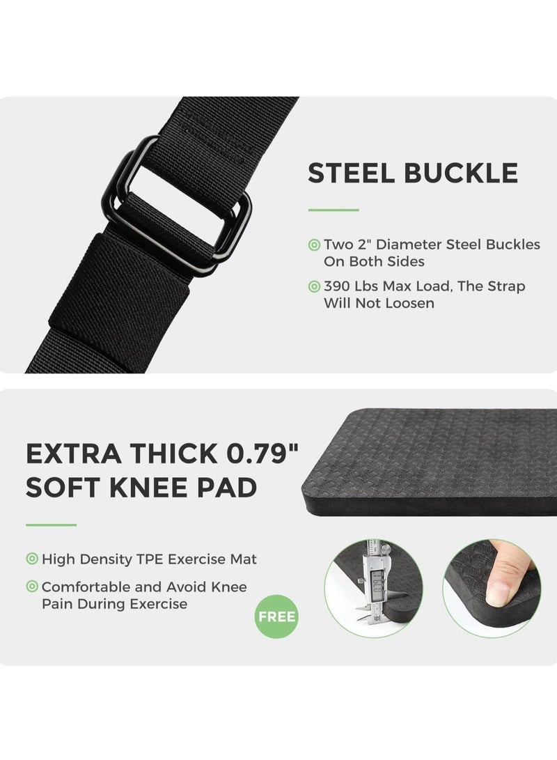 Upgraded Nordic Hamstring Curl Strap, Adjustable Nordic Strap with Soft Knee Pad & Instructions, High Stability Design for Nordic Curl, Ab Workout, Hamstring Curls