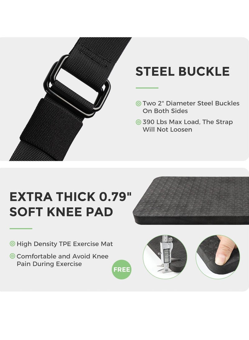 Upgraded Nordic Hamstring Curl Strap, Adjustable Nordic Strap with Soft Knee Pad & Instructions, High Stability Design for Nordic Curl, Ab Workout, Hamstring Curls