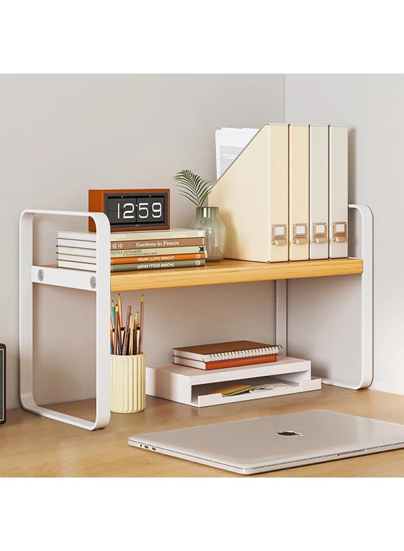 Desktop Organizer & Desk Storage Bookshelf Small Countertop Bookcase Multi-Functional Storage Rack for Home Office