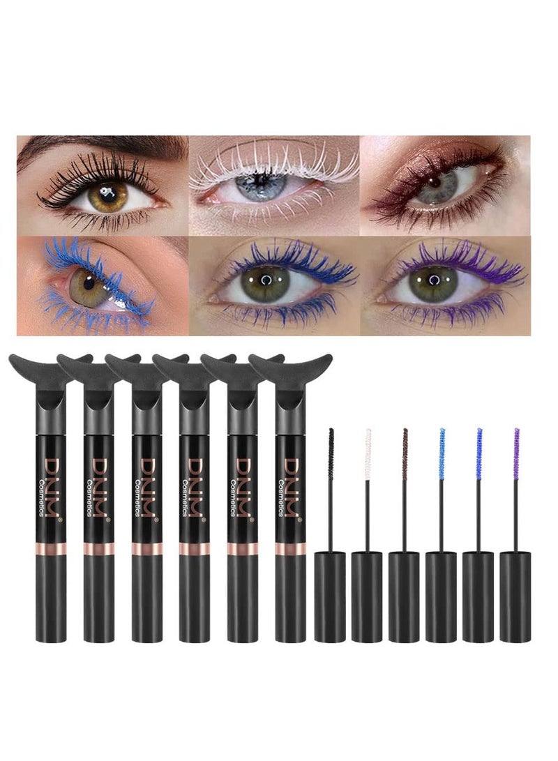 Colored Mascara for Eyelashes 6Pcs Mermaid Colorful Mascara Waterproof Charming Long lasting Cruelty Free Vegan Voluminous Maskara for Women Eye Makeup