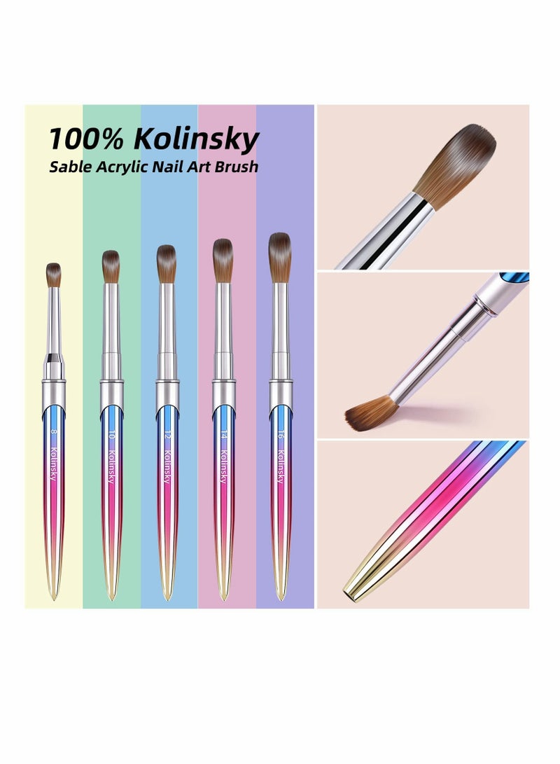 Professional Acrylic Nail Art Brush Set - Handcrafted Colorful Nail Polish Brushes with Caps for Detailed Painting and Carving - Perfect for Makeup Enthusiasts and Nail Technicians.