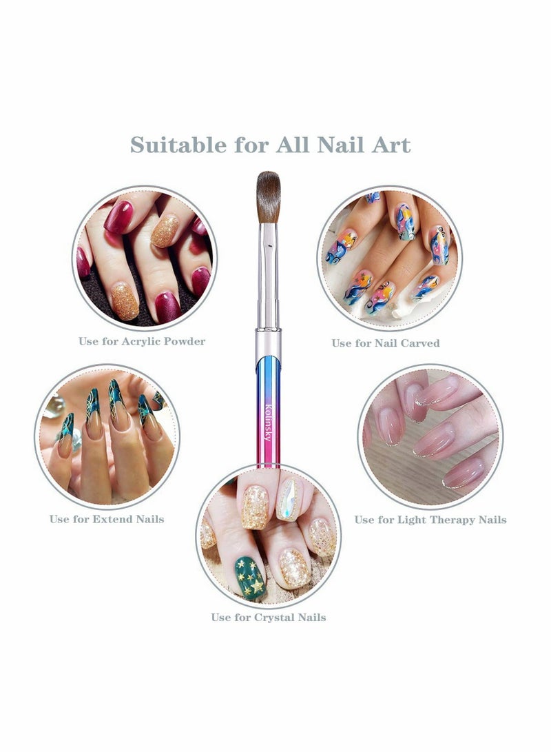 Professional Acrylic Nail Art Brush Set - Handcrafted Colorful Nail Polish Brushes with Caps for Detailed Painting and Carving - Perfect for Makeup Enthusiasts and Nail Technicians.