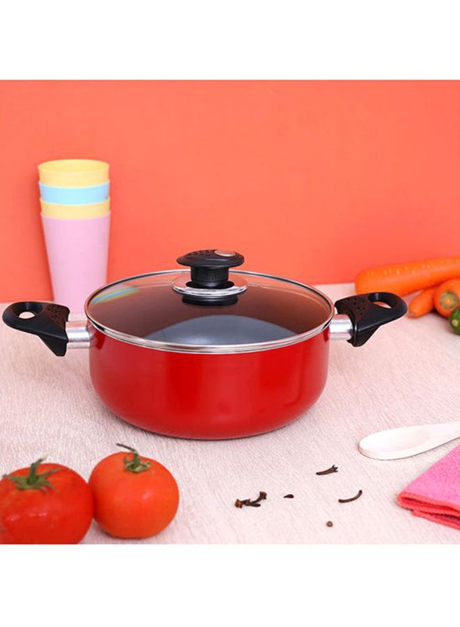 Casserole With Glass Lid Red 32cm