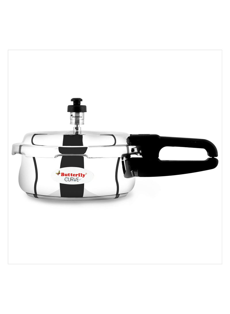 Butterfly curve 2 ltr pressure cooker, 2 litres, silver