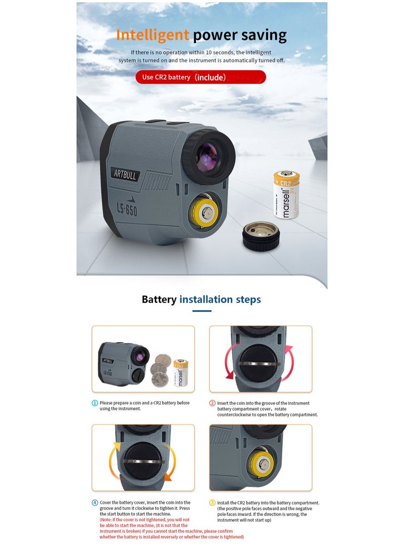 Outdoor golf laser rangefinder telescope 650 meters height measurement and angle measurement