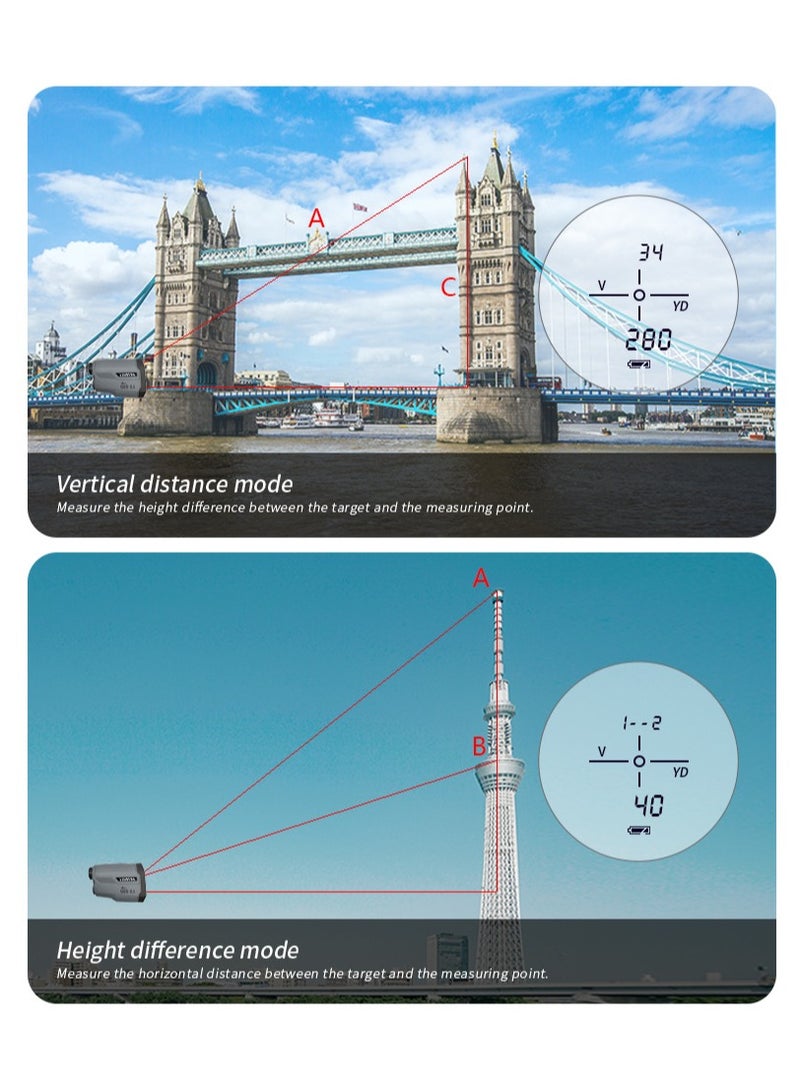 Outdoor golf laser rangefinder telescope 650 meters height measurement and angle measurement