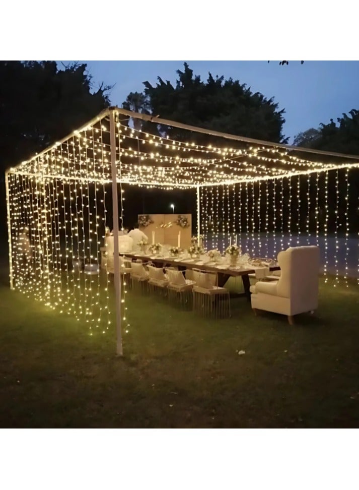 HilalFul Hanging String Lights - 3m x 3m | LED  | Indoor Outdoor Light Decoration for Home | Patio, Balcony, Garden Décor | Warm White Lights for Diwali, Eid, Christmas, Weddings | Type C Plug (EU)