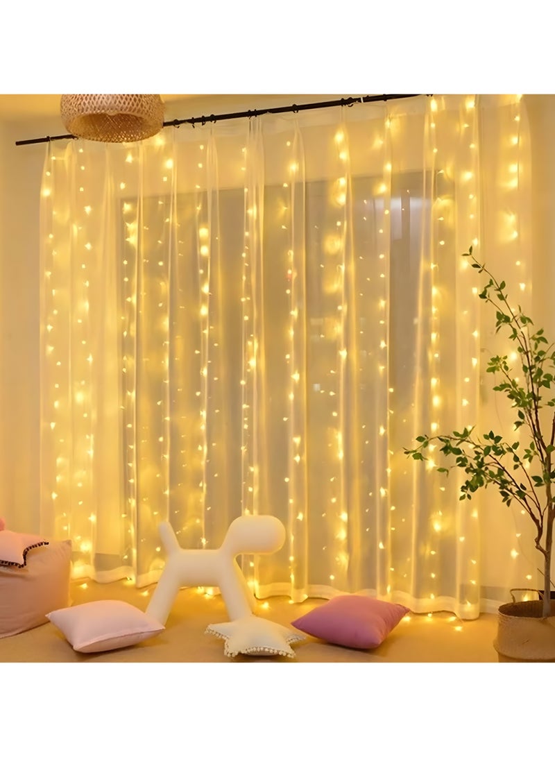 HilalFul Hanging String Lights - 3m x 3m | LED  | Indoor Outdoor Light Decoration for Home | Patio, Balcony, Garden Décor | Warm White Lights for Diwali, Eid, Christmas, Weddings | Type C Plug (EU)