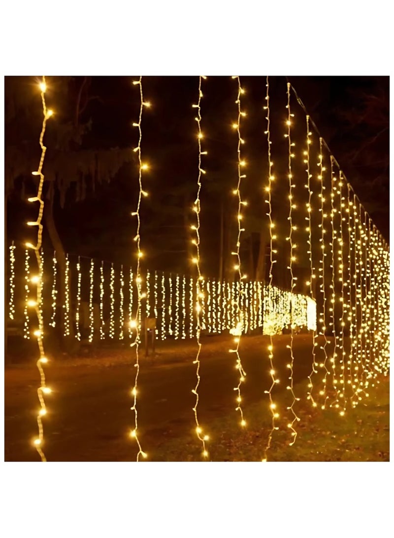 HilalFul Hanging String Lights - 3m x 3m | LED  | Indoor Outdoor Light Decoration for Home | Patio, Balcony, Garden Décor | Warm White Lights for Diwali, Eid, Christmas, Weddings | Type C Plug (EU)