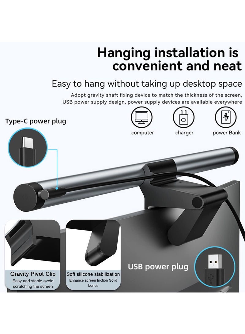 Computer Monitor Light Bar, Monitor Eye Protection Lamp, Wireless Remote Control Lamp Dimmer Switch, Screen Glare Free Monitor Desk Lamps for Work & Office