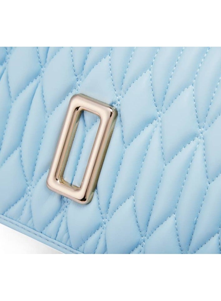 Light Blue Ruched Bag - Genuine Leather Handbag for Women, Stylish Crossbody Bag and Trendy Small Purse, Versatile Top Handle Handbag with Textured Structured Design, Compact and Lightweight Bag with Craftsmanship, Ideal for Any Outfit or Occasion