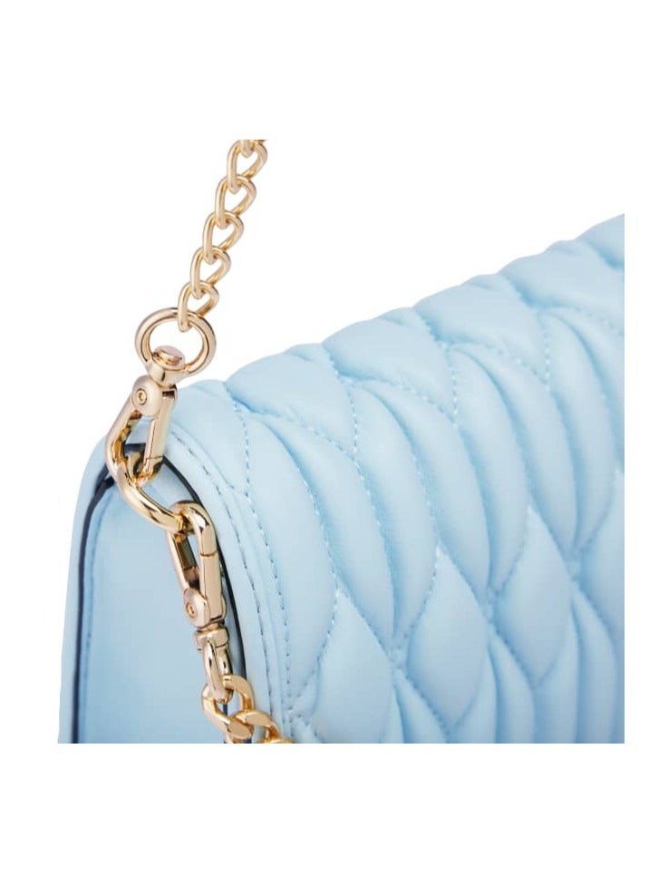Light Blue Ruched Bag - Genuine Leather Handbag for Women, Stylish Crossbody Bag and Trendy Small Purse, Versatile Top Handle Handbag with Textured Structured Design, Compact and Lightweight Bag with Craftsmanship, Ideal for Any Outfit or Occasion