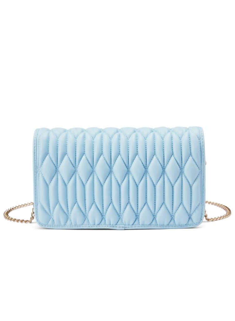 Light Blue Ruched Bag - Genuine Leather Handbag for Women, Stylish Crossbody Bag and Trendy Small Purse, Versatile Top Handle Handbag with Textured Structured Design, Compact and Lightweight Bag with Craftsmanship, Ideal for Any Outfit or Occasion