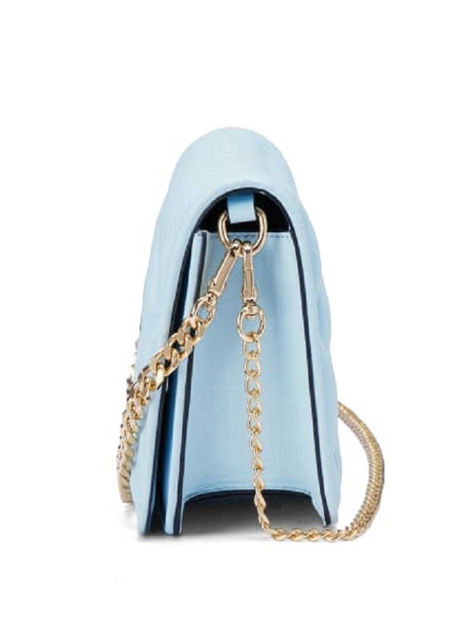 Light Blue Ruched Bag - Genuine Leather Handbag for Women, Stylish Crossbody Bag and Trendy Small Purse, Versatile Top Handle Handbag with Textured Structured Design, Compact and Lightweight Bag with Craftsmanship, Ideal for Any Outfit or Occasion