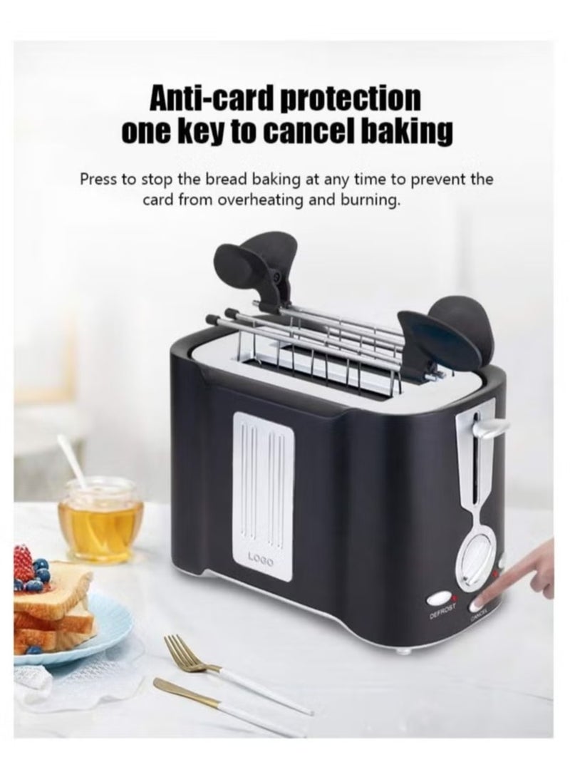 800W Minimalist Toaster,Modern Stylish Toaster,Compact Breakfast Machine, Auto-Shutoff, 2 Extra Wide Slots Mini Toaster,Black