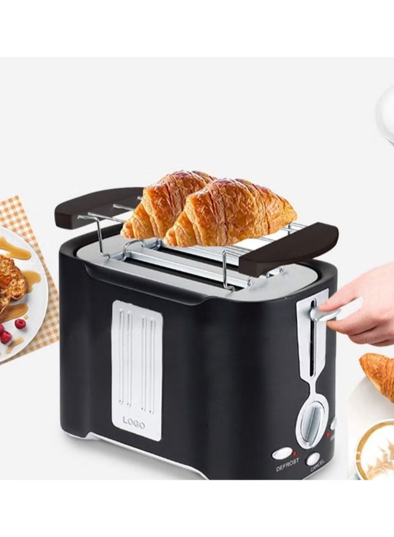 800W Minimalist Toaster,Modern Stylish Toaster,Compact Breakfast Machine, Auto-Shutoff, 2 Extra Wide Slots Mini Toaster,Black