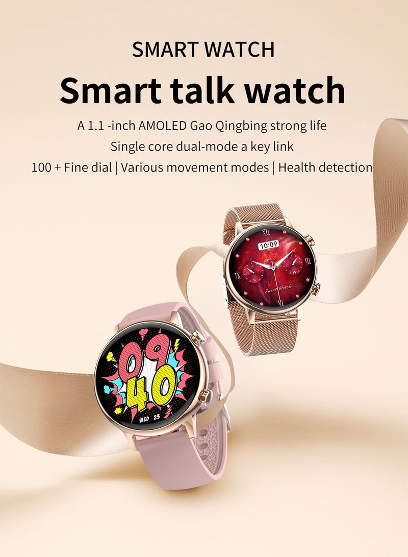 Round Amoled Screen Smart Watch for Women 1.1 Inch Magnetic Charge Waterproof IP68 with NFC and FitCloudPro App