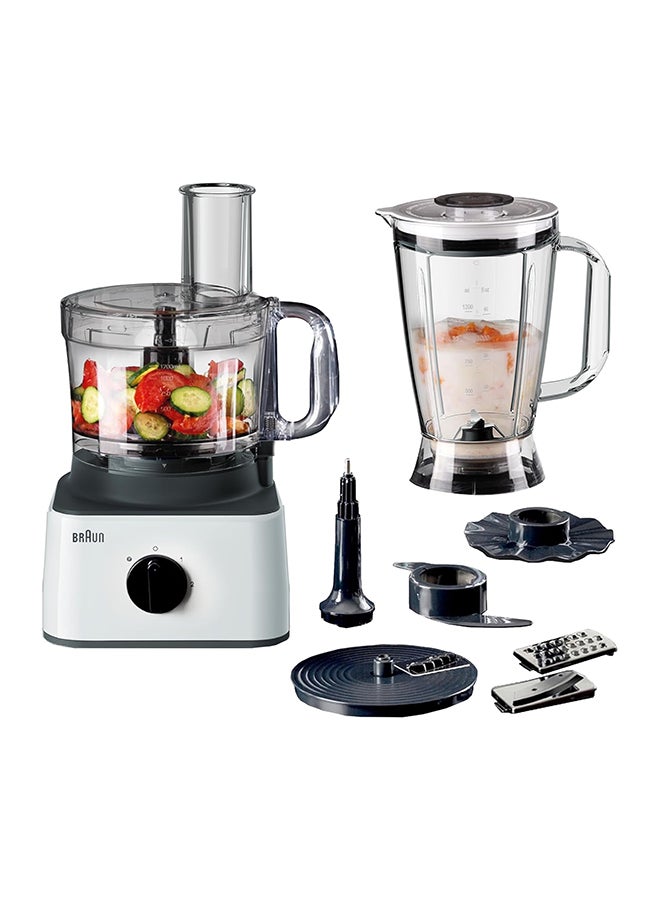 8-In-1 Food Processor System With 2 Speed Button And Pulse/Chop/Slice/Grate/Whisk/Puree 2.1 L 750 W FP0132WH White