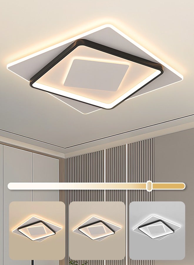 LED Ceiling Light Fixtures - Modern Dimmable Flush Mount Ceiling Light for Living Room - 19.6 Inch Square Shape, 3 Color Temperature, 70W,Ideal for Drawing Room, Library, Bedroom, Restroom