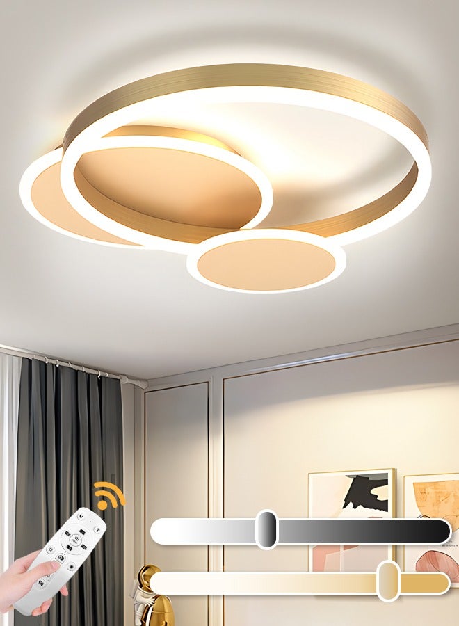 LED Ceiling Light Fixture - Remote Control Dimmable 47W Flush Mount Ceiling Light with Adjustable Color Temperature,Perfect Light Fixtures Ceiling Mount for Bedroom, Drawing Room (Golden)