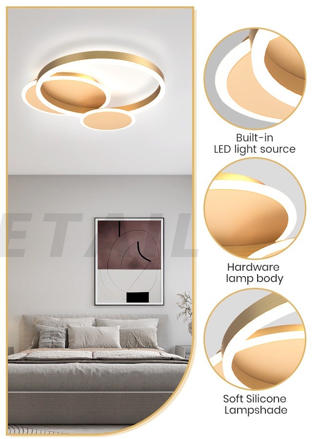 LED Ceiling Light Fixture - Remote Control Dimmable 47W Flush Mount Ceiling Light with Adjustable Color Temperature,Perfect Light Fixtures Ceiling Mount for Bedroom, Drawing Room (Golden)