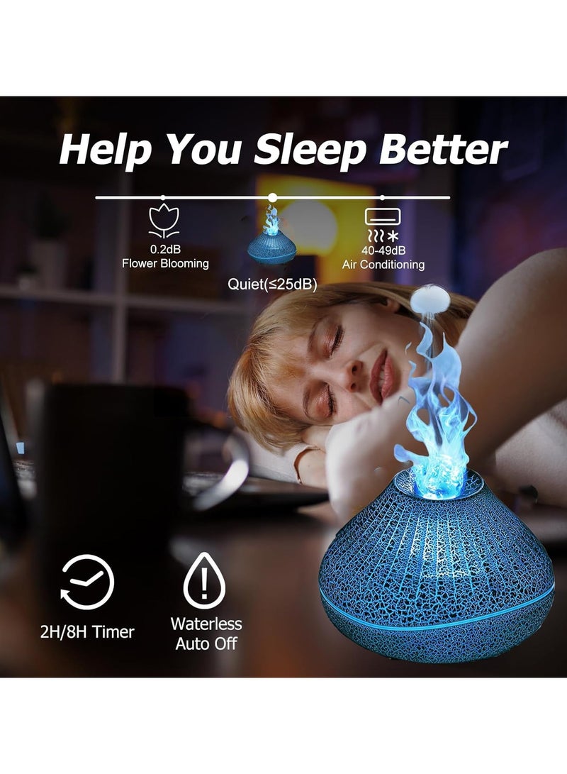 Humidifier and Air Purifier in One, Flame Oil Diffuser,Air Humidifier, Humidifier Oil Fragrance, USB Humidifier, Volcano Aromatherapy, 7 Color Night Light, Bedroom, Office, Auto-off