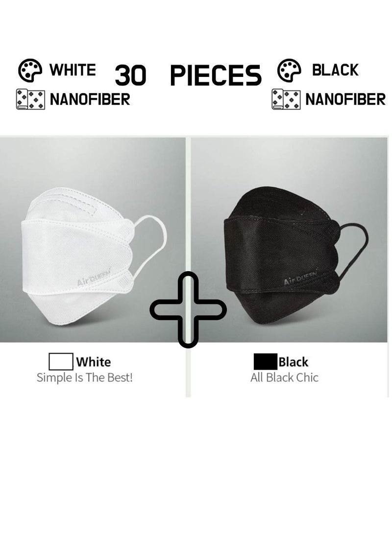 Pack Of 30 Pieces Nanofiber Filter Face Mask For Adults Face Mask Black And White