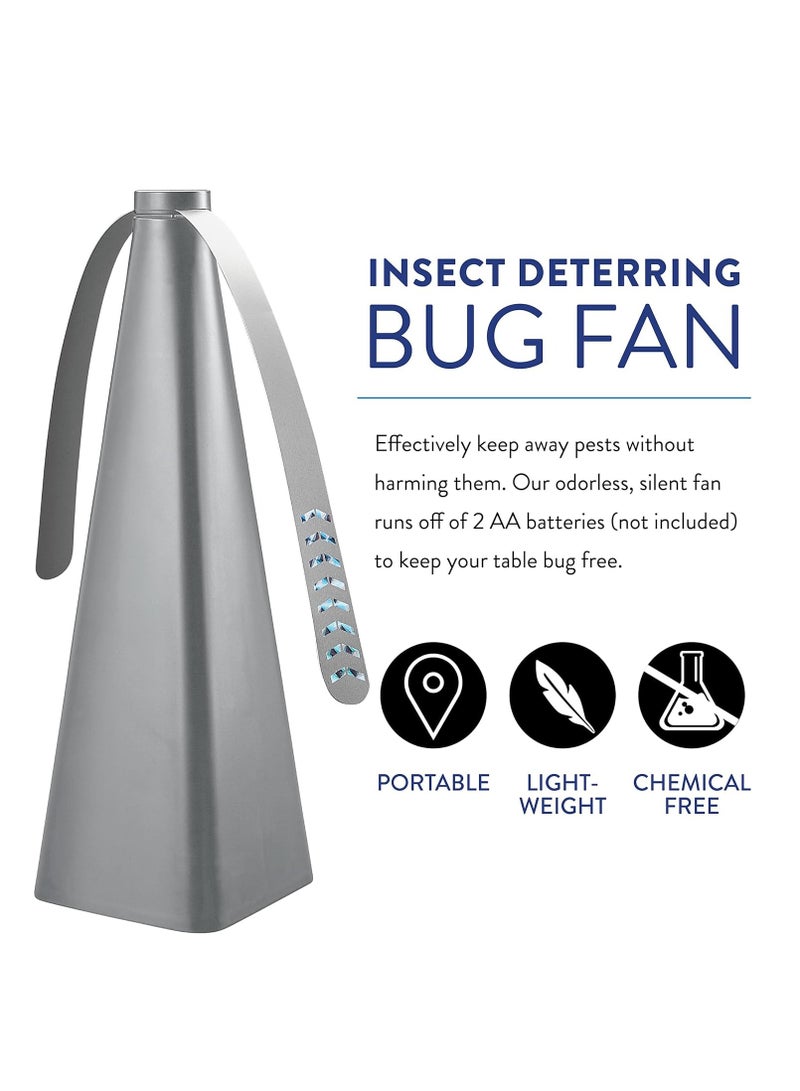 Eco-Friendly Portable Fly Repellent Fan - Keep Bugs Away for Outdoor Dining, Camping, Home & Restaurant (Silver, 1 PCS)